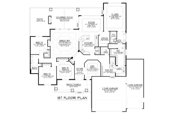 Floor Plan - Main Floor for Craftsman House Plan #1064-12 - 4 bed, 2.5 bath