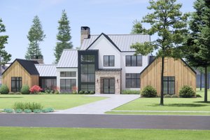 Exterior - Front Elevation 4 for Modern House Plan #1096-6 - 4 bed, 4.5 bath