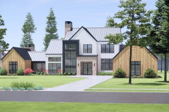 Exterior - Front Elevation 4 for Modern House Plan #1096-6 - 4 bed, 4.5 bath