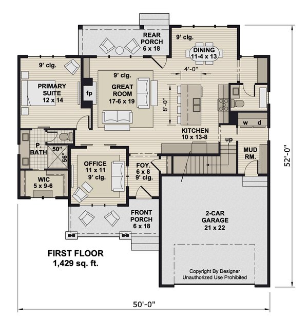 Bungalow Floor Plan - Main Floor Plan #51-1378