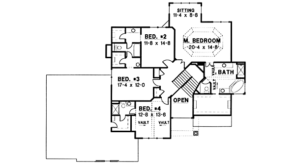 Traditional Floor Plan - Upper Floor Plan #67-115