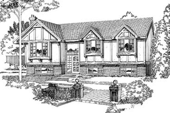Exterior - Front Elevation for European House Plan #47-165 - 3 bed, 2 bath