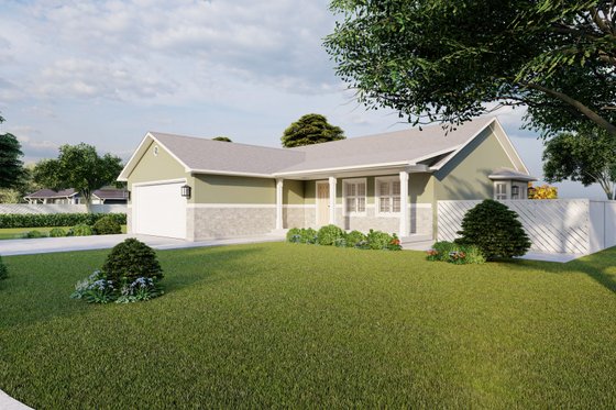 Exterior - Front Elevation 3 for Ranch House Plan #1060-16 - 5 bed, 3.5 bath