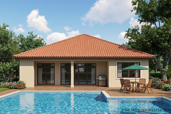 Exterior - Rear Elevation for Mediterranean House Plan #930-387 - 3 bed, 2 bath