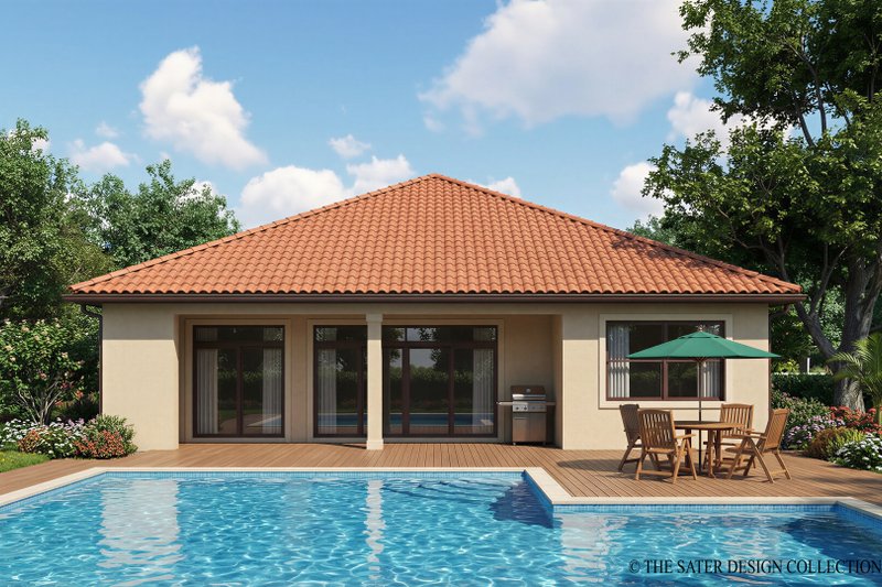 House Blueprint - Exterior - Rear Elevation for Mediterranean House Plan #930-387 - 3 bed, 2 bath