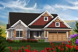 Ranch Exterior - Front Elevation Plan #70-1212
