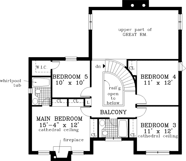 Colonial Floor Plan - Upper Floor Plan #3-200