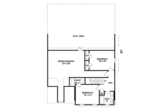 Floor Plan - Upper Floor for Traditional House Plan #81-13884 - 3 bed, 2.5 bath