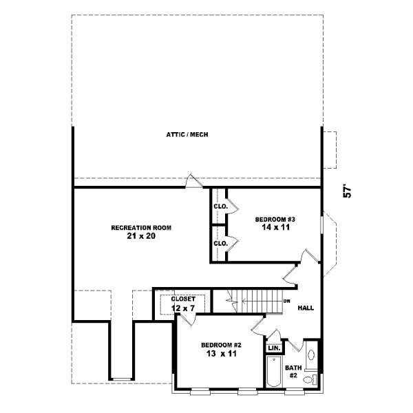 Traditional Floor Plan - Upper Floor Plan #81-13884