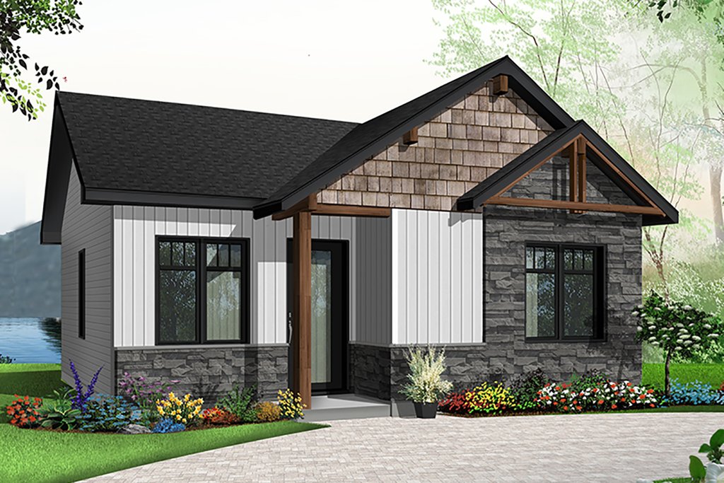 Cabin Style House Plan - 2 Beds 1 Baths 629 Sq/Ft Plan #23-2684 -  Builderhouseplans.Com