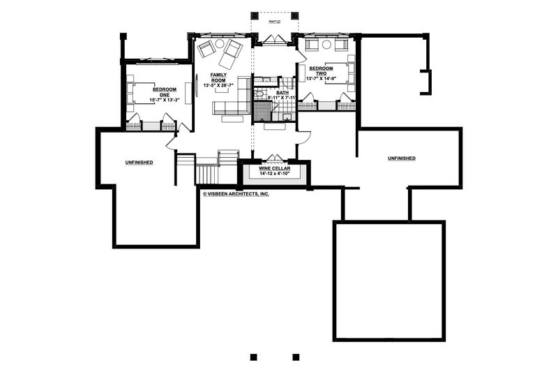 Architectural House Design - Floor Plan - Lower Floor for European House Plan #928-384 - 4 bed, 3.5 bath
