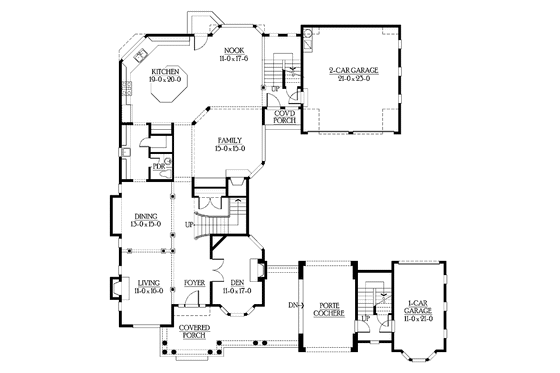 Floor Plan - Main Floor for Traditional House Plan #132-504 - 4 bed, 2.5 bath