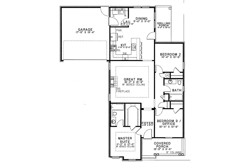 Dream House Plan - Floor Plan - Main Floor for Country House Plan #17-2659 - 3 bed, 2 bath