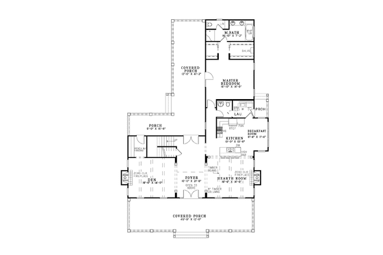 Floor Plan - Main Floor for Country House Plan #17-3343 - 3 bed, 2.5 bath
