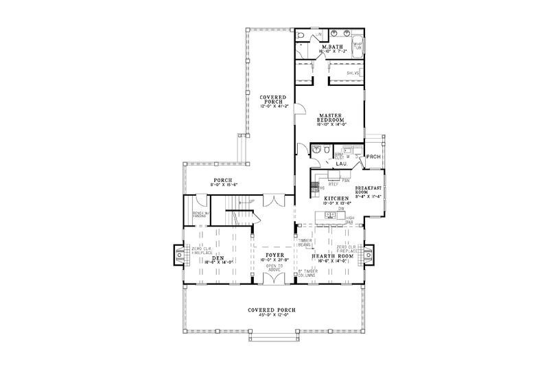 House Design - Floor Plan - Main Floor for Country House Plan #17-3343 - 3 bed, 2.5 bath