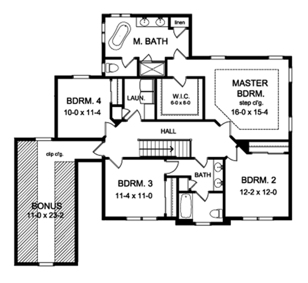 Traditional Floor Plan - Upper Floor Plan #1010-158