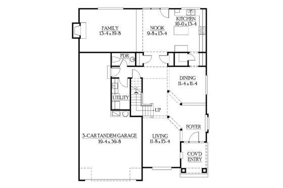 Floor Plan - Main Floor for Craftsman House Plan #132-328 - 3 bed, 2.5 bath