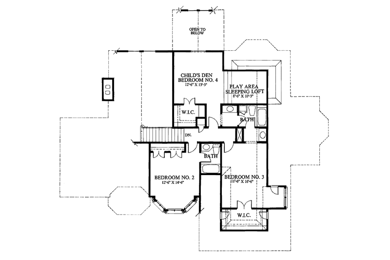 Home Plan - Floor Plan - Upper Floor for European House Plan #429-67 - 4 bed, 4 bath