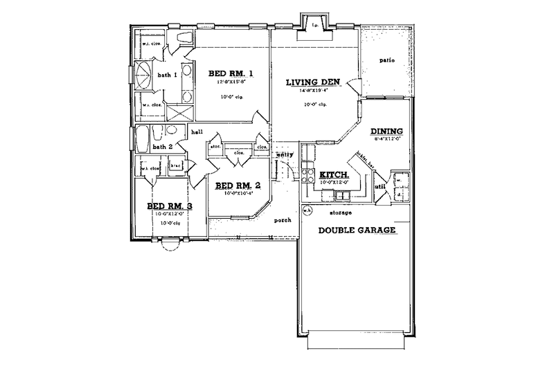 Dream House Plan - Floor Plan - Main Floor for Country House Plan #42-418 - 3 bed, 2 bath