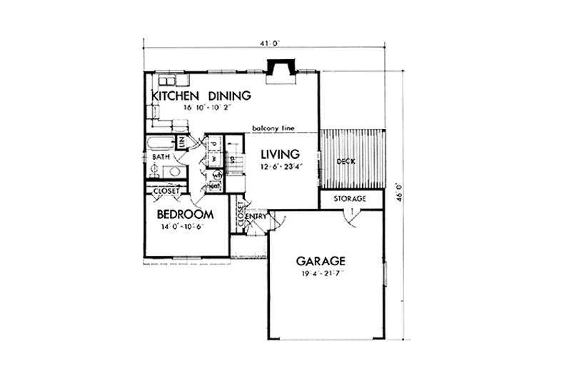 Home Plan - Floor Plan - Main Floor for Prairie House Plan #320-1206 - 3 bed, 2 bath