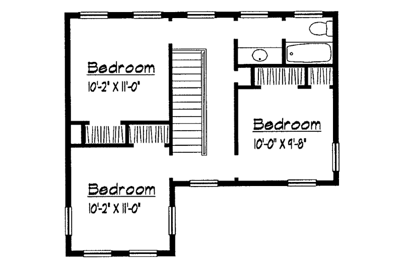 House Blueprint - Floor Plan - Upper Floor for Mediterranean House Plan #1051-12 - 3 bed, 2.5 bath