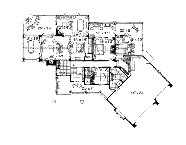 House Blueprint - Ranch Floor Plan - Main Floor Plan #942-32
