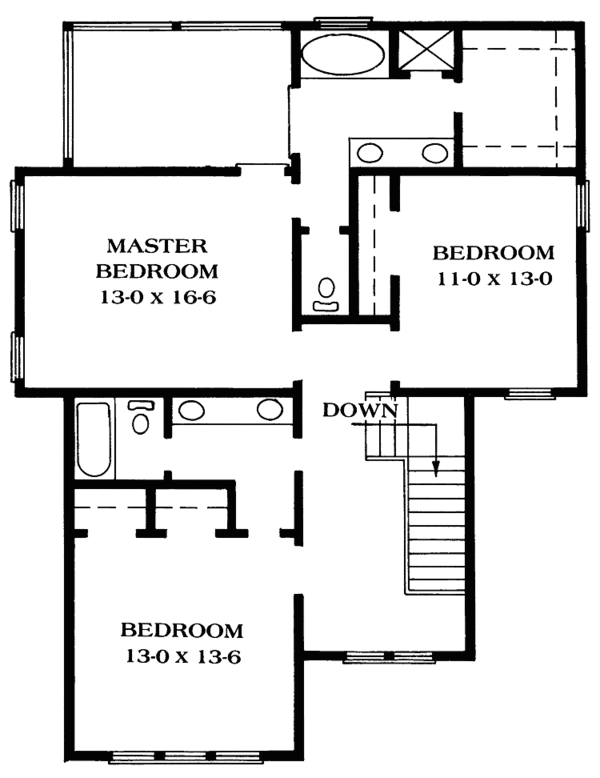House Blueprint - Victorian Floor Plan - Upper Floor Plan #1014-18