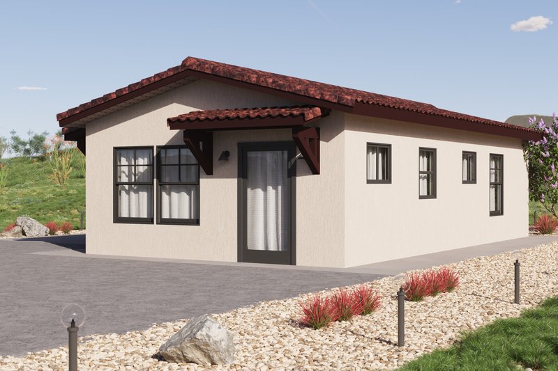 Home Plan - Exterior - Front Elevation 3 for Adobe / Southwestern House Plan #1106-134 - 2 bed, 1 bath