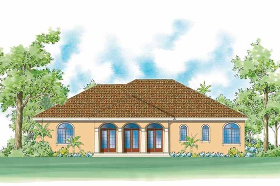 Exterior - Rear Elevation for Mediterranean House Plan #930-420 - 4 bed, 4.5 bath