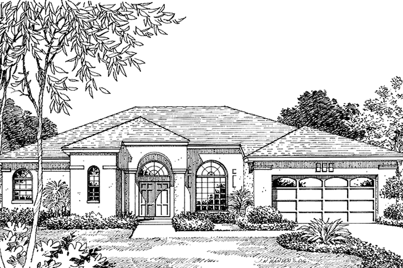 House Blueprint - Exterior - Front Elevation 3 for Mediterranean House Plan #1015-12 - 4 bed, 3 bath