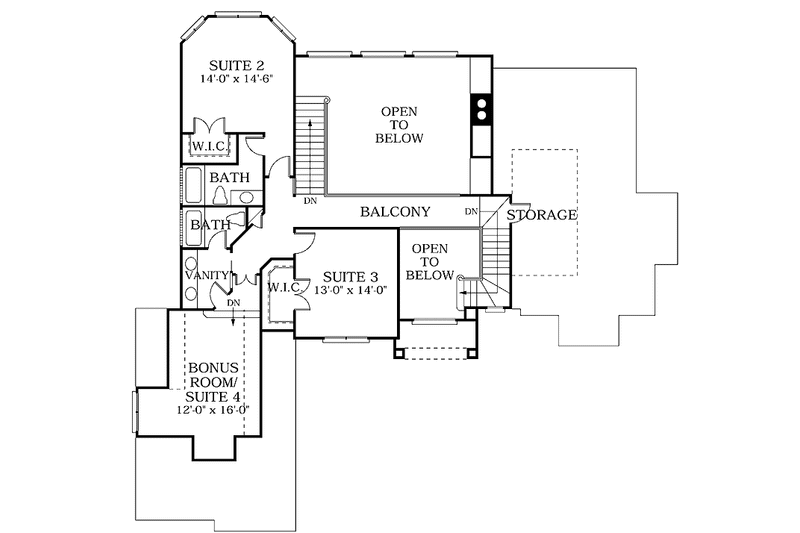 Dream House Plan - Floor Plan - Upper Floor for Country House Plan #453-103 - 4 bed, 4.5 bath
