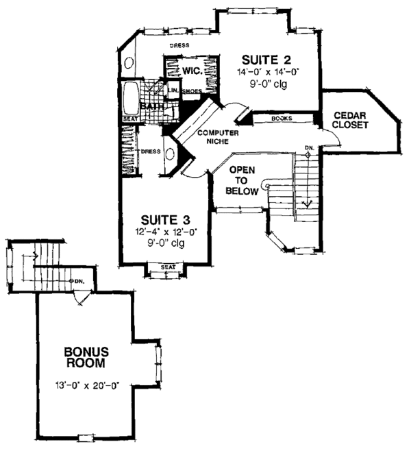 Dream House Plan - Country Floor Plan - Upper Floor Plan #1007-36
