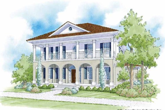Exterior - Front Elevation 3 for Southern House Plan #930-401 - 3 bed, 2.5 bath
