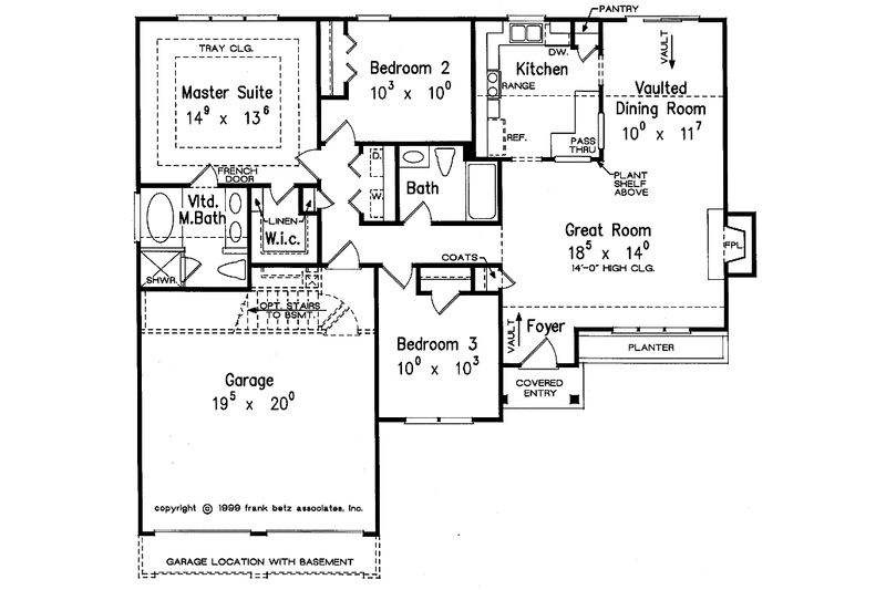 Home Plan - Floor Plan - Main Floor for Ranch House Plan #927-554 - 3 bed, 2 bath