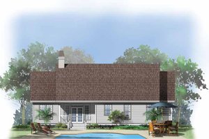 Exterior - Rear Elevation for Country House Plan #929-555 - 3 bed, 2 bath