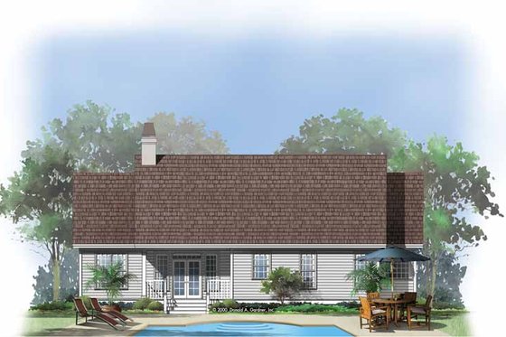 Exterior - Rear Elevation for Country House Plan #929-555 - 3 bed, 2 bath