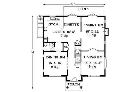 Floor Plan - Main Floor for Country House Plan #3-282 - 4 bed, 2.5 bath