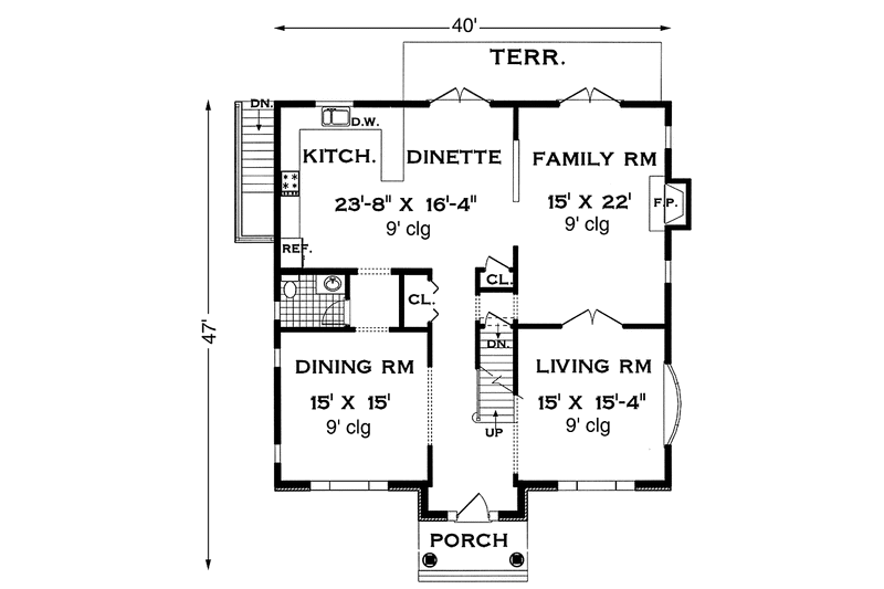 Dream House Plan - Floor Plan - Main Floor for Country House Plan #3-282 - 4 bed, 2.5 bath