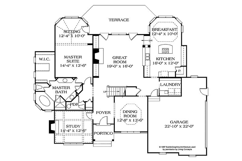 Dream House Plan - Floor Plan - Main Floor for Country House Plan #453-249 - 4 bed, 3.5 bath