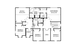 Floor Plan - Upper Floor for Craftsman House Plan #132-378 - 4 bed, 2.5 bath
