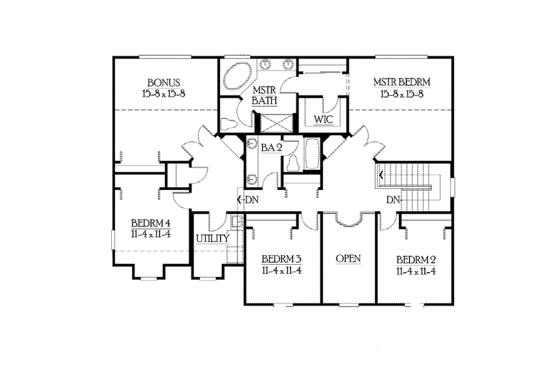 Floor Plan - Upper Floor for Craftsman House Plan #132-378 - 4 bed, 2.5 bath