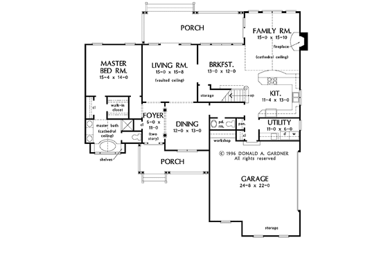 Floor Plan - Main Floor for Country House Plan #929-391 - 3 bed, 2.5 bath