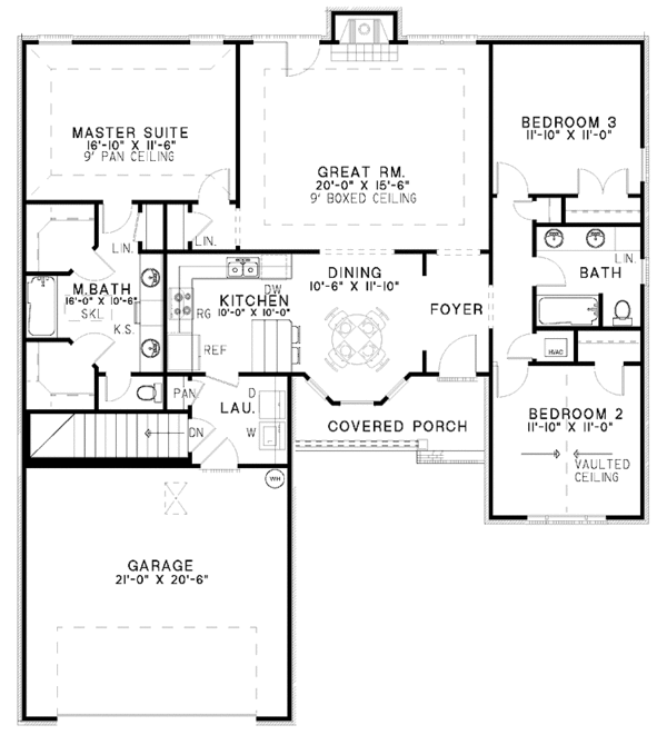 Home Plan - Ranch Floor Plan - Main Floor Plan #17-3115