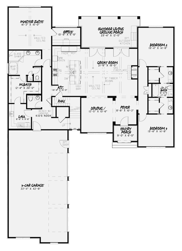 Architectural House Design - Country Floor Plan - Main Floor Plan #17-3378