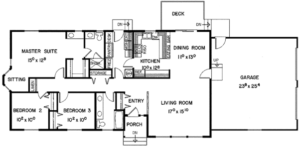 House Design - Ranch Floor Plan - Main Floor Plan #60-788