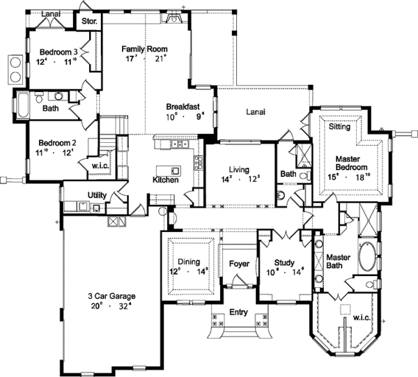 House Plan Design - Mediterranean Floor Plan - Main Floor Plan #417-746