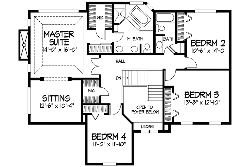 Home Plan - Floor Plan - Upper Floor for European House Plan #320-1441 - 4 bed, 2.5 bath