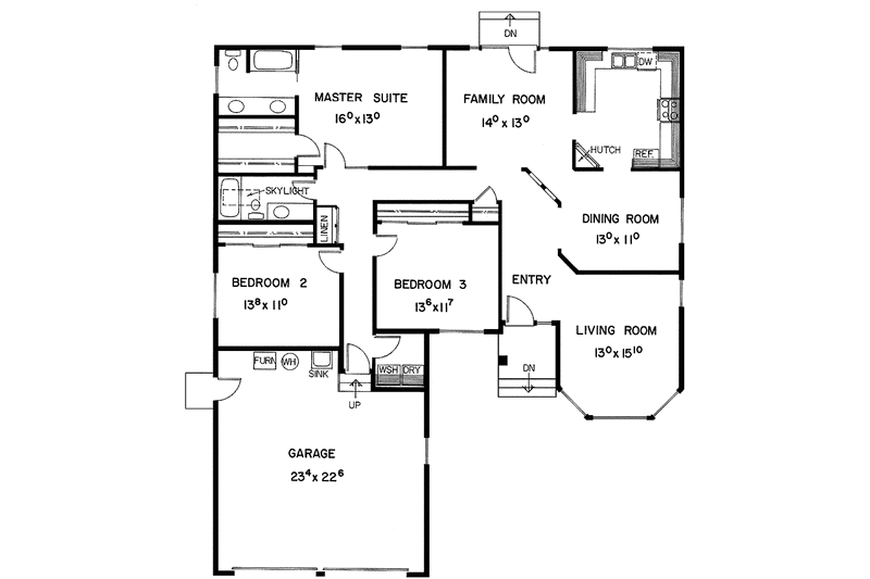 Home Plan - Floor Plan - Main Floor for Craftsman House Plan #60-826 - 3 bed, 2 bath