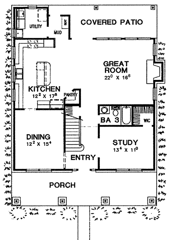 Architectural House Design - Craftsman Floor Plan - Main Floor Plan #472-186