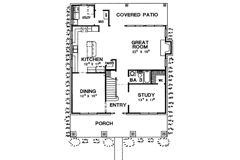 Home Plan - Floor Plan - Main Floor for Craftsman House Plan #472-186 - 3 bed, 3 bath